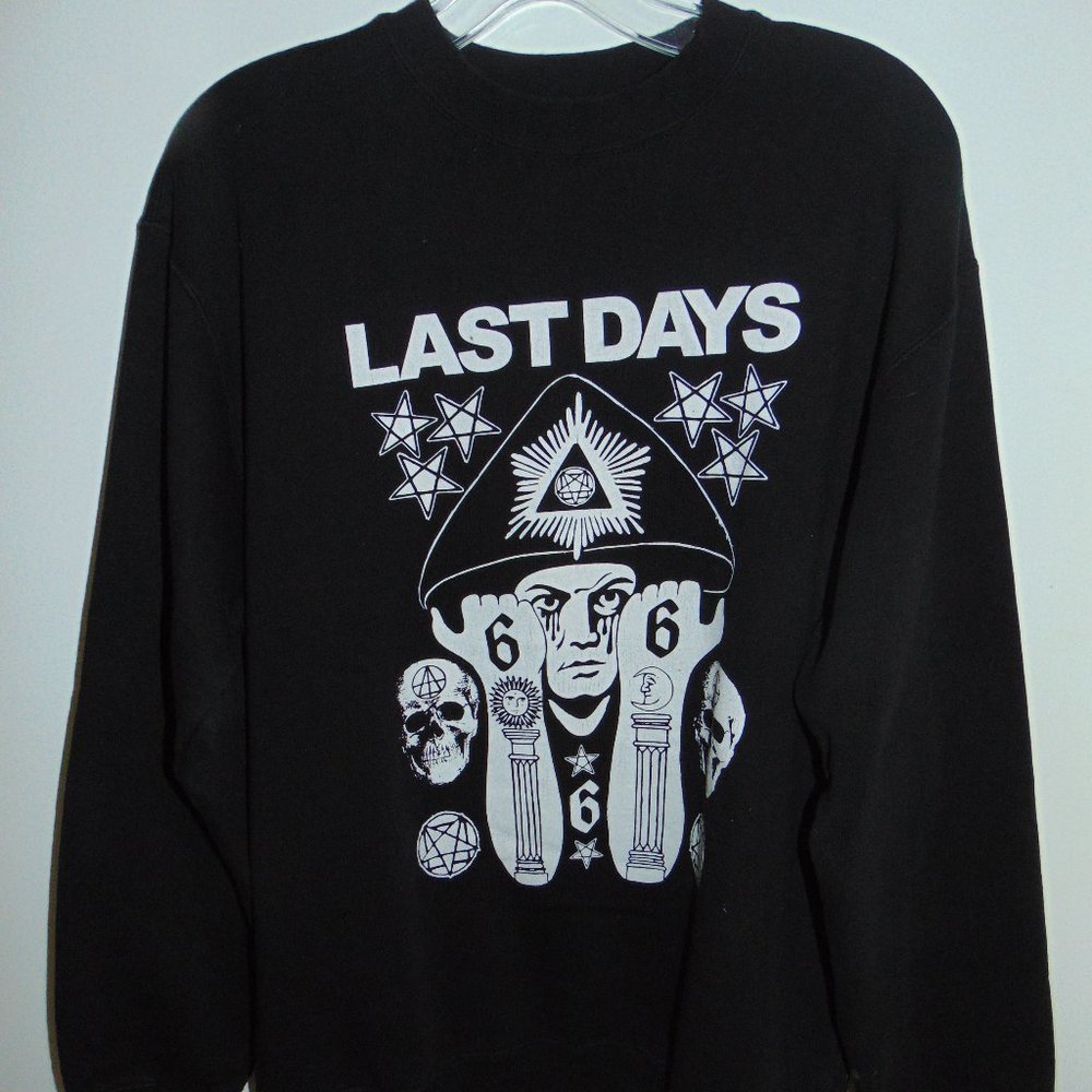 Last Days GOTHIC GOTH Men's Black 666 Punk Sweatshirt SZ S Occult
